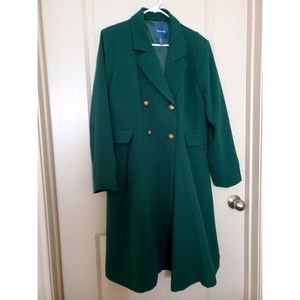 New Green coat with brass buttons by Modcloth XL